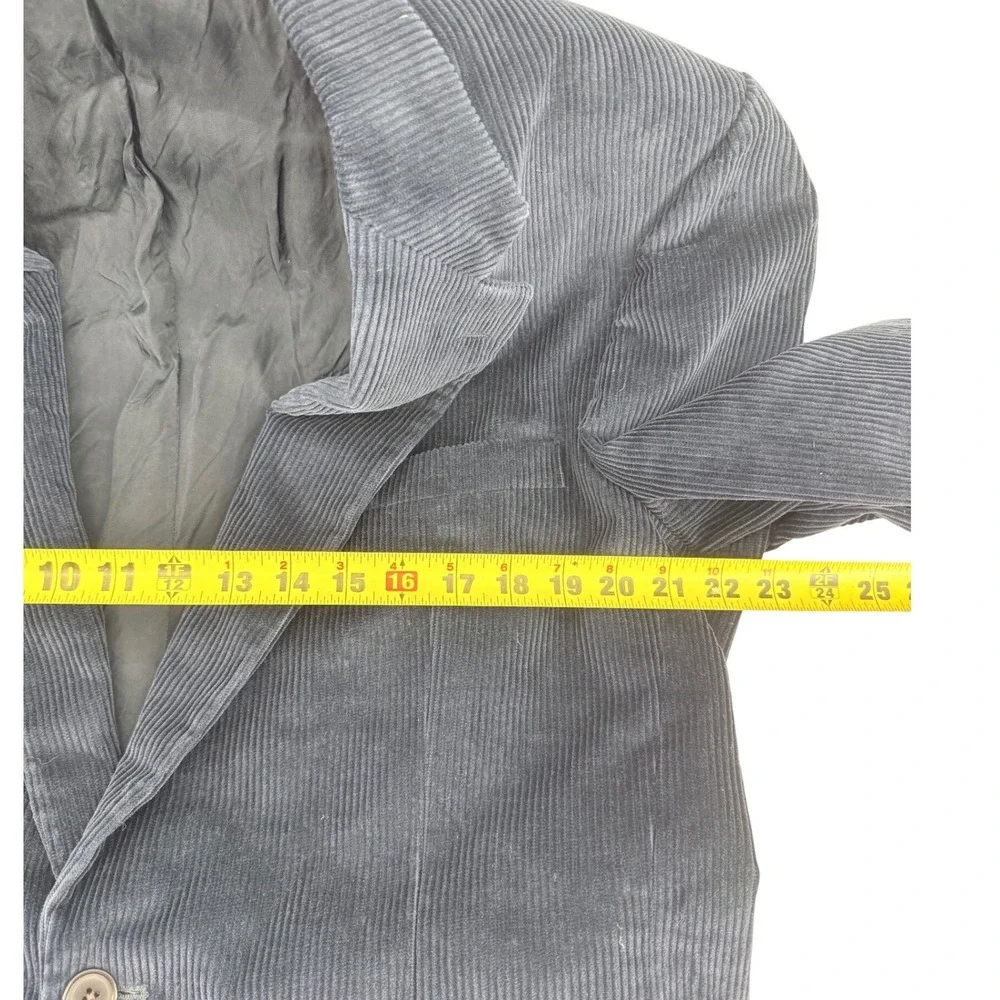 Lands' End Mens Navy Blue Corduroy Sport Coat Blazer Jacket‎ Size 42 Long